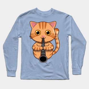 Bengal Cat Playing The Clarinet Long Sleeve T-Shirt